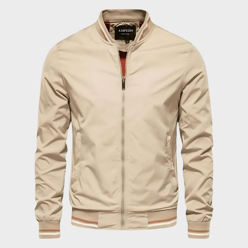 RIBBED COLLAR BOMBER JACKET FOR MEN