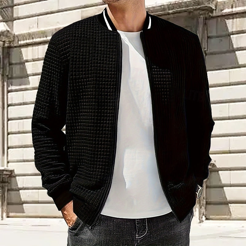 TEXTURED ZIP BOMBER JACKET FOR MEN