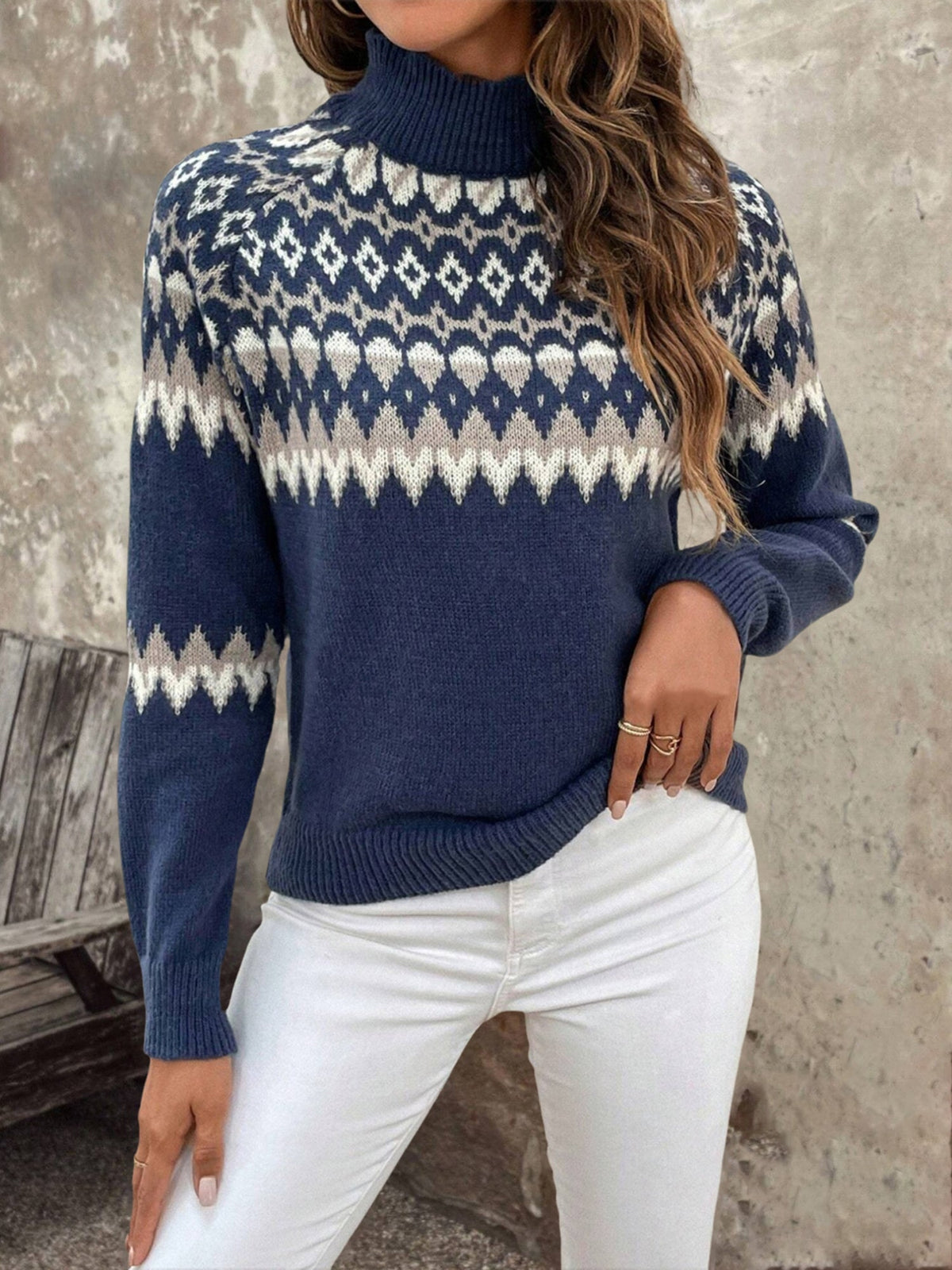 FAIR ISLE KNIT SWEATER FOR WOMEN