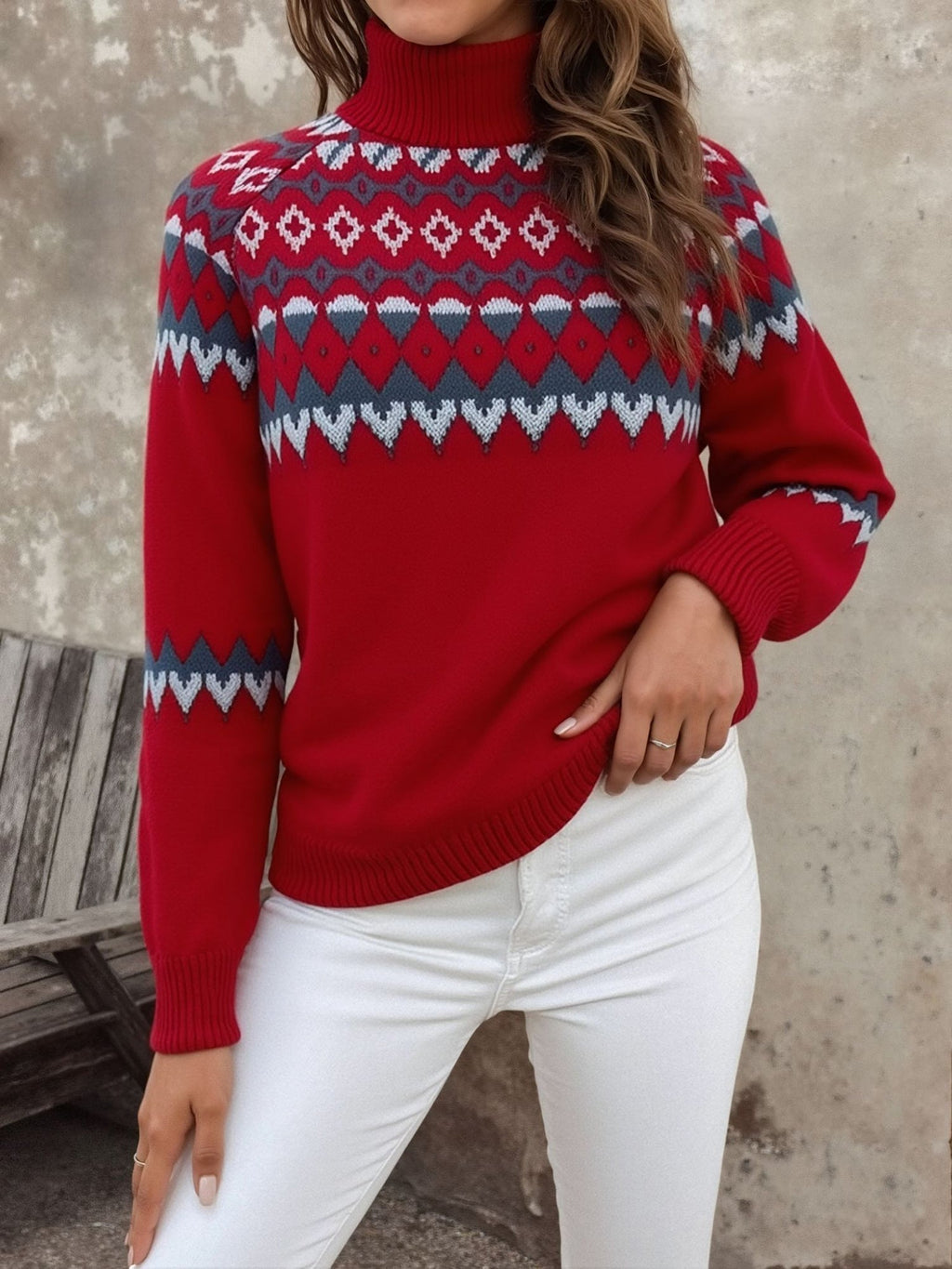 FAIR ISLE KNIT SWEATER FOR WOMEN
