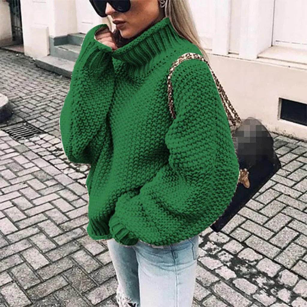 CHUNKY TURTLENECK KNIT SWEATER FOR WOMEN