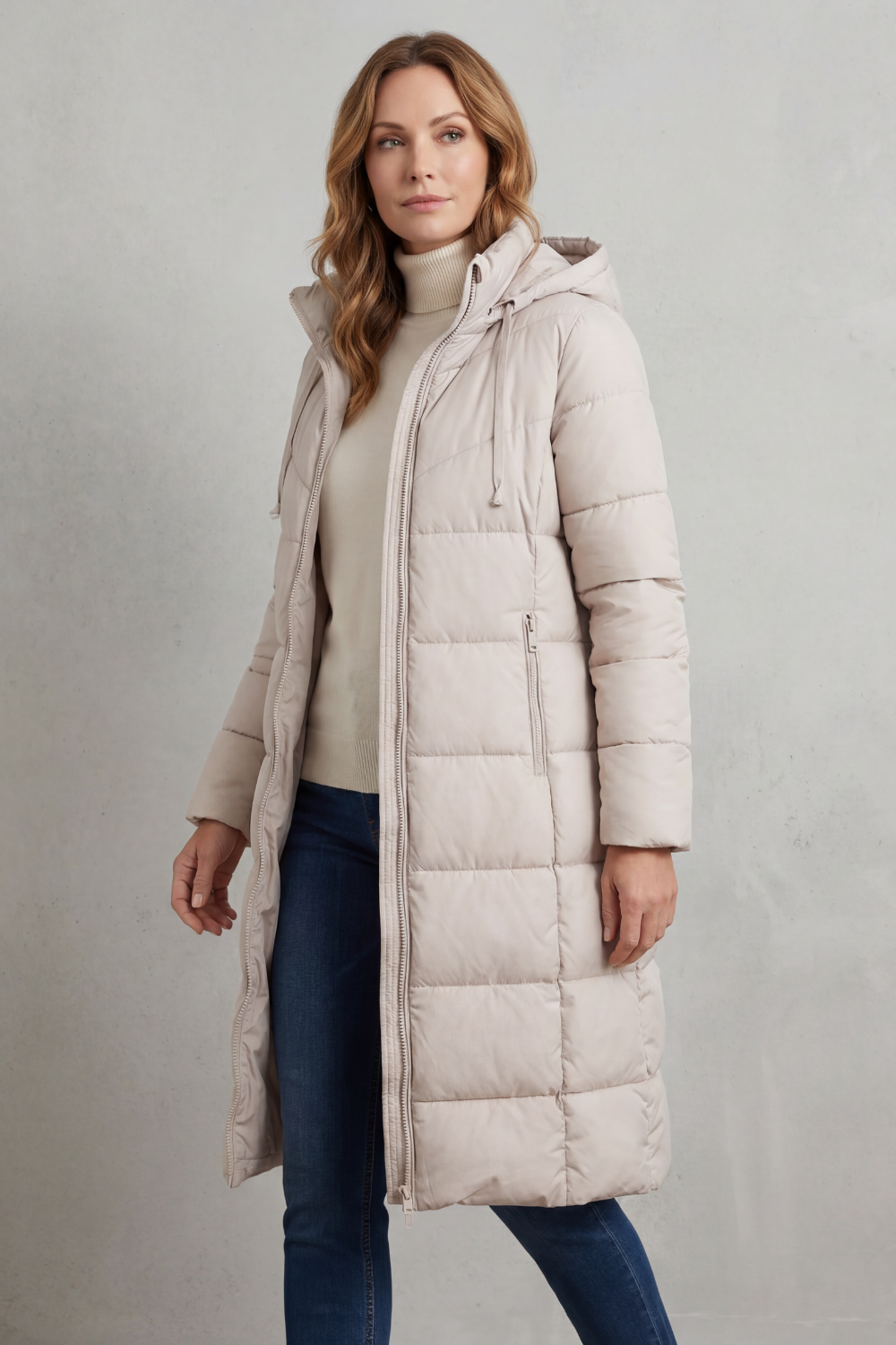 QUILTED HOODED PUFFER JACKET FOR WOMEN
