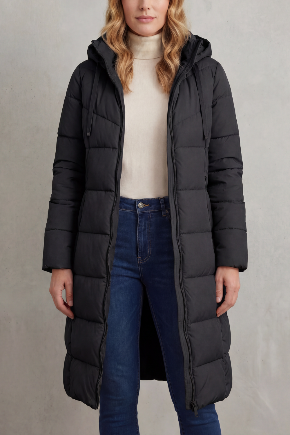 QUILTED HOODED PUFFER JACKET FOR WOMEN