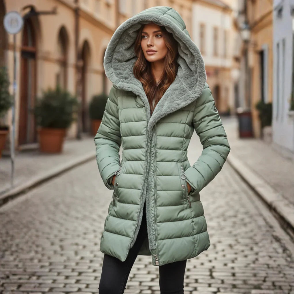 HOODED QUILTED PUFFER JACKET FOR WOMEN