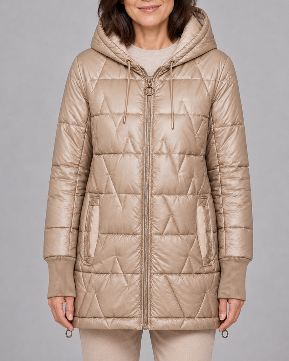 LONGLINE HOODED PUFFER JACKET FOR WOMEN