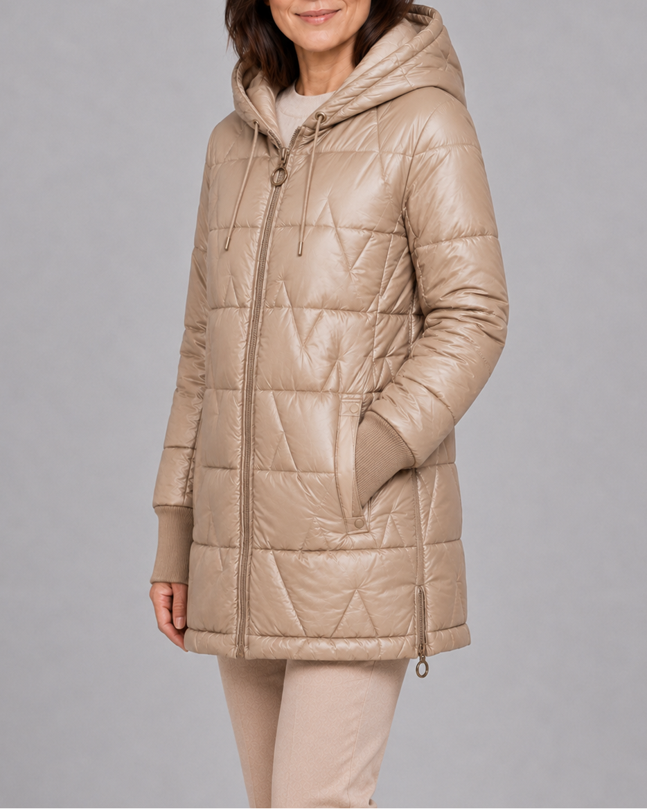 LONGLINE HOODED PUFFER JACKET FOR WOMEN