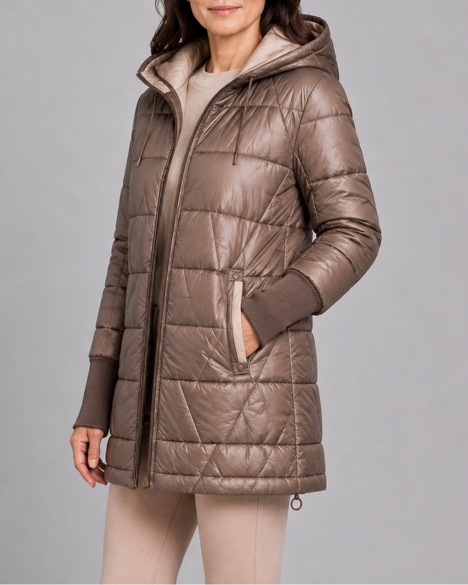 LONGLINE HOODED PUFFER JACKET FOR WOMEN